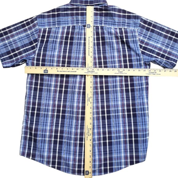 Orvis Shirt Mens Large Blue Plaid Short Sleeve Button Down Vintage - Picture 7 of 13